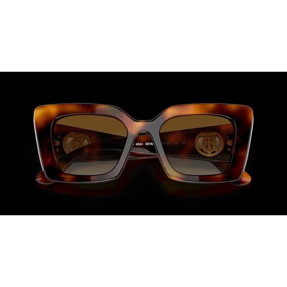 Burberry Daisy Light Havana Brown Tortoise Polarized Logo Sunglasses 51mm Italy - Picture 3 of 16